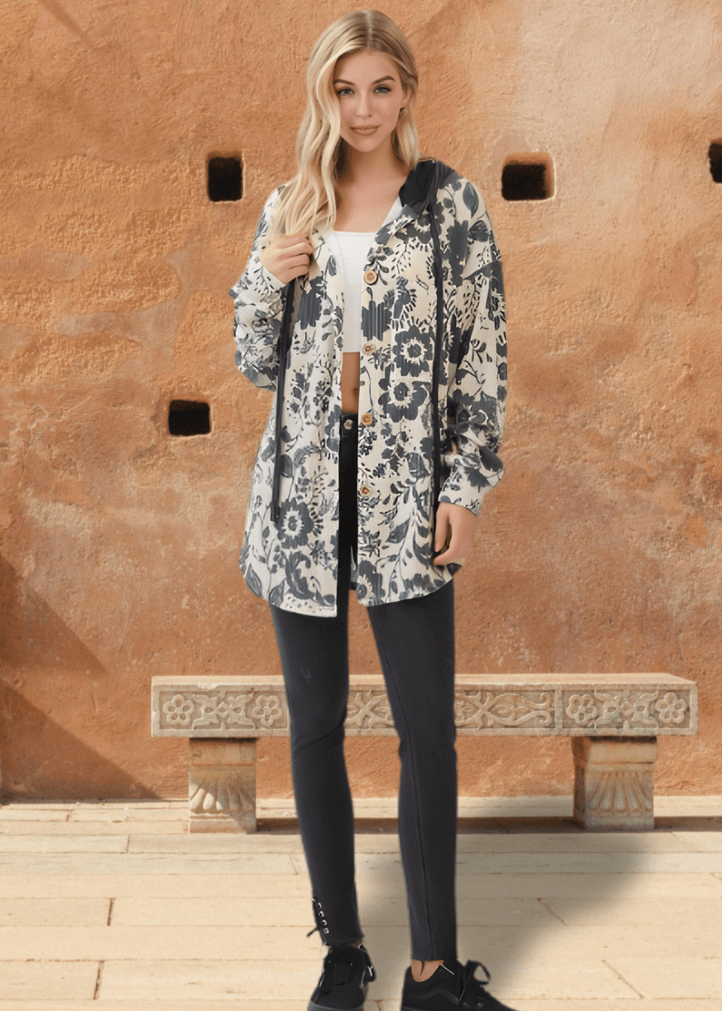 Elise Floral Ribbed Knit Shacket
