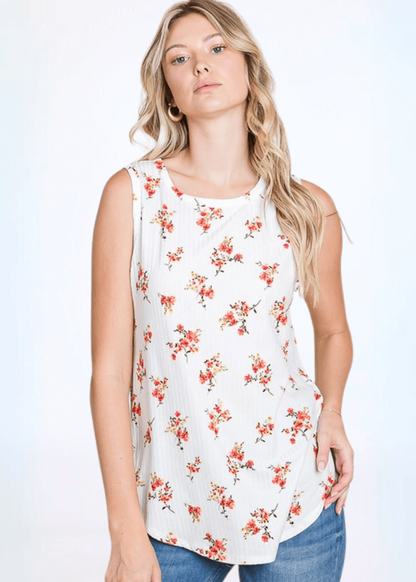 Floral Super Soft Tank Top Made in USA