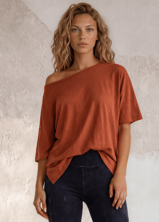 Aubree Cotton Slub Top in Gingerbread