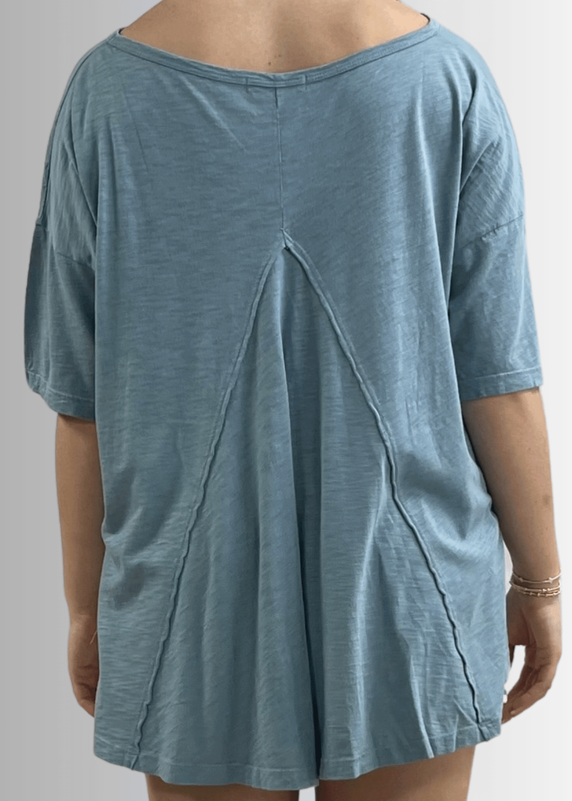 Aubree Cotton Slub Top in Light Steel Blue