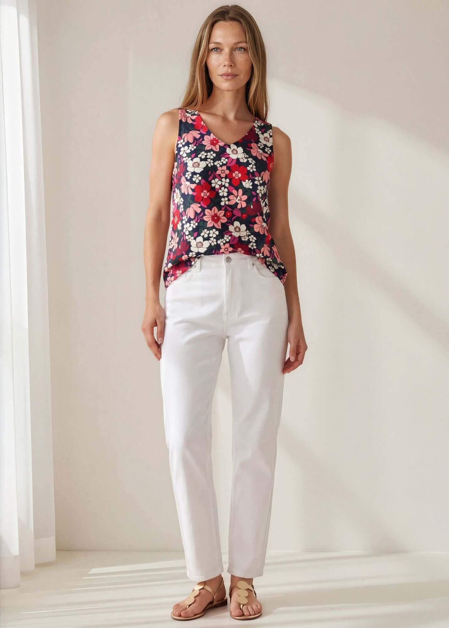 Vivi Vibrant Floral V-Neck Top