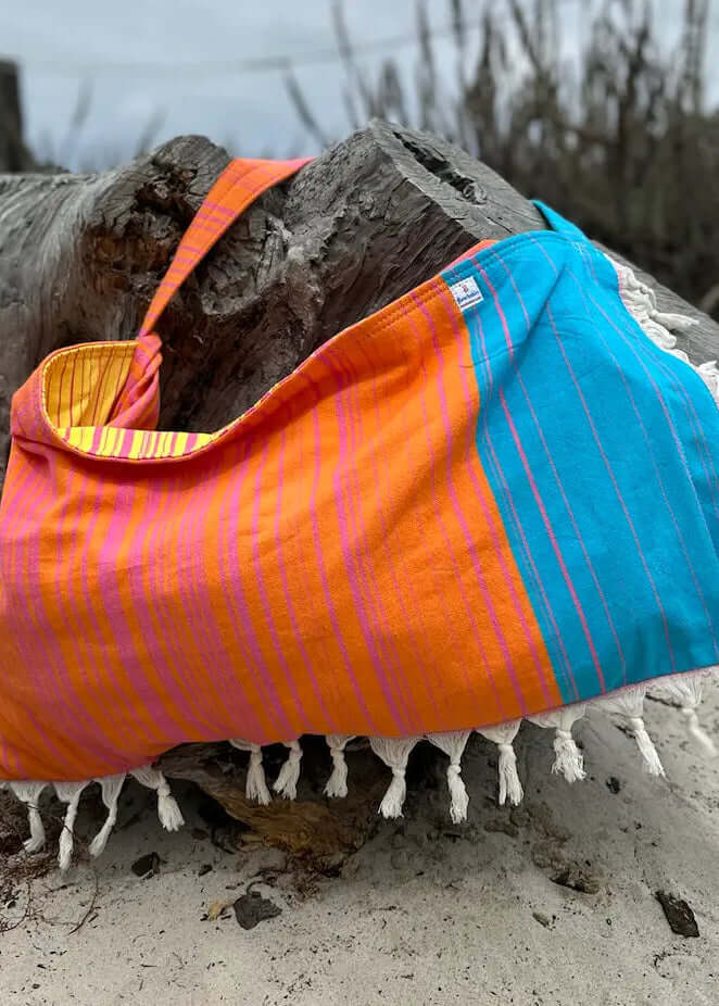 Striped 3 in 1 Turkish Cotton Beach Bag