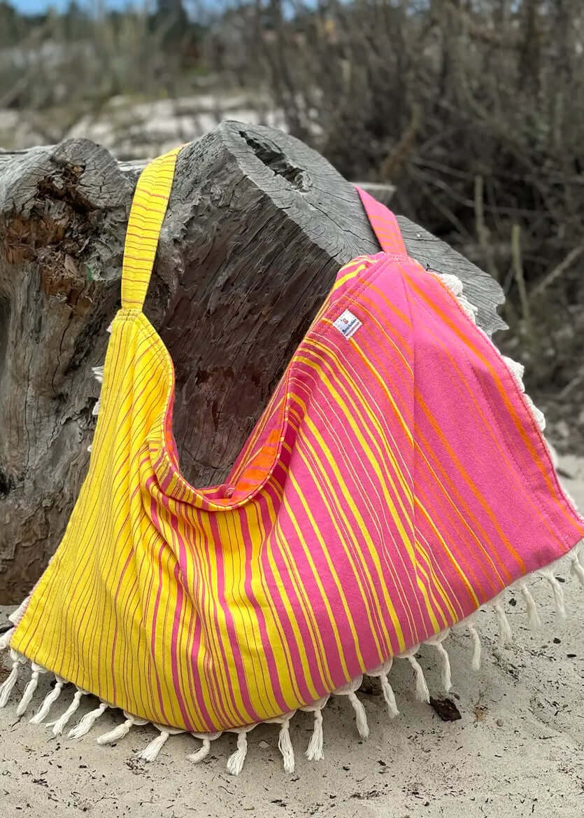 Striped 3 in 1 Turkish Cotton Beach Bag
