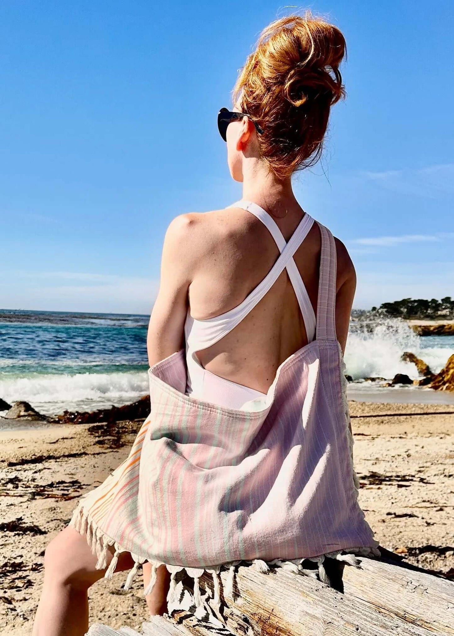 Striped 3 in 1 Turkish Cotton Beach Bag