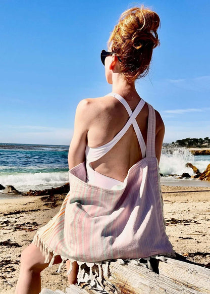Striped 3 in 1 Turkish Cotton Beach Bag