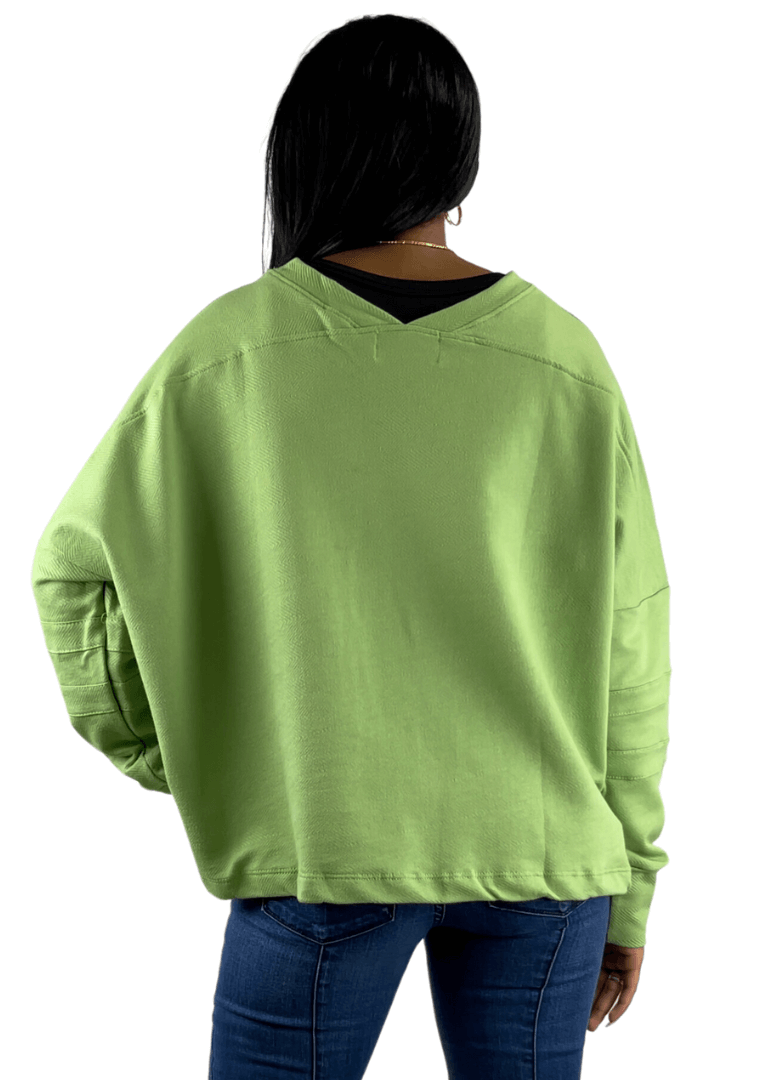 Mint Green V-Neck Cotton Sweatshirt CLEARANCE FINAL SALE