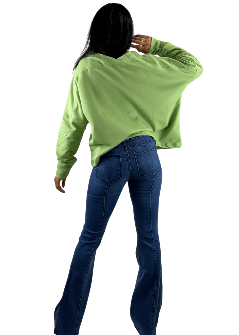Mint Green V-Neck Cotton Sweatshirt CLEARANCE FINAL SALE