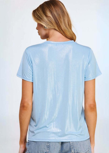 Baby Blue Glitter T-Shirt CLEARANCE FINAL SALE