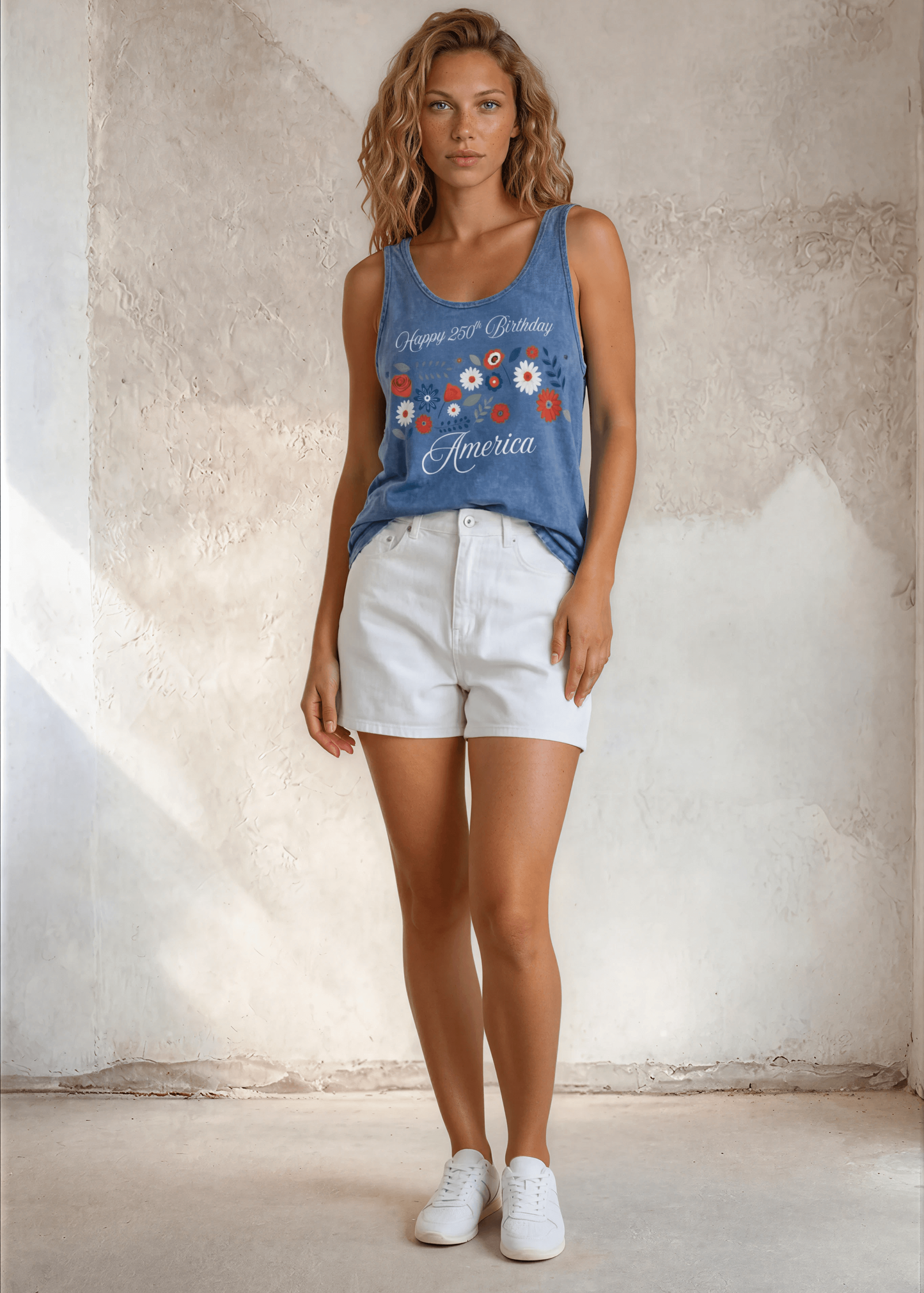 Happy 250th Birthday America Tank Top | Light Denim