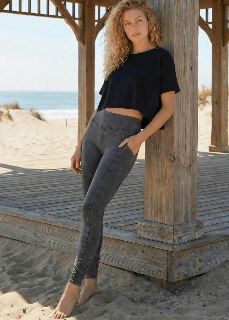 Plano Perfect Fit  Pocket Leggings (Pink Denim)