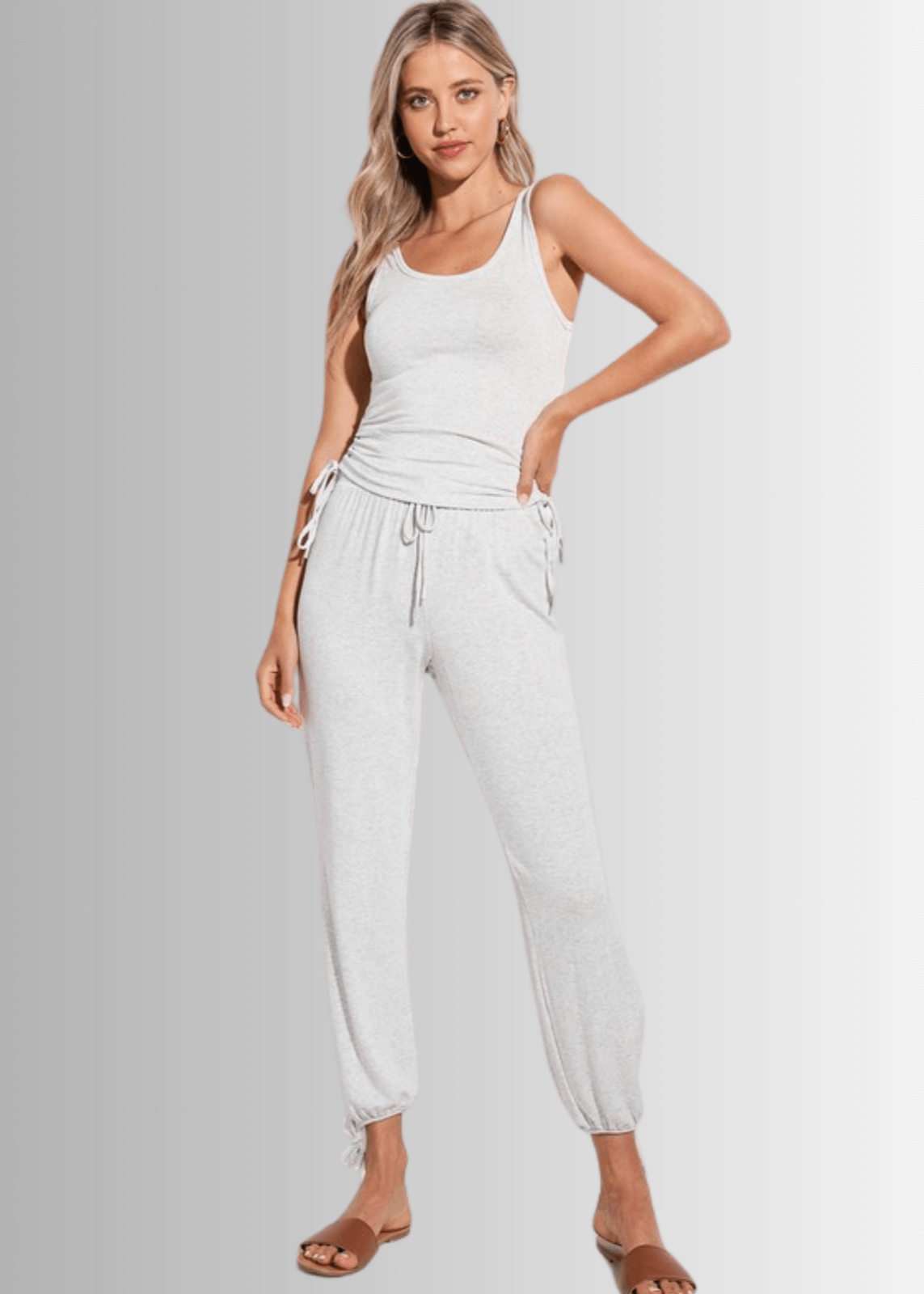 Tank and Jogger 2 Piece Set in Gray- CLEARANCE FINAL SALE