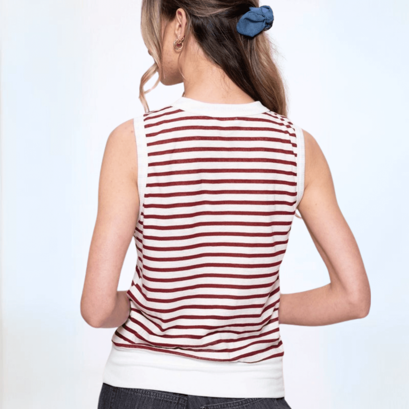 Light & Lux Semi Sheer Striped Tank CLEARANCE FINAL SALE