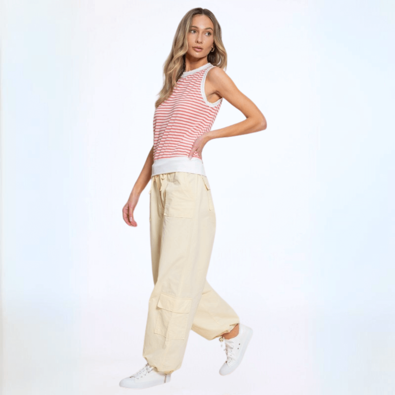Light & Lux Semi Sheer Striped Tank CLEARANCE FINAL SALE