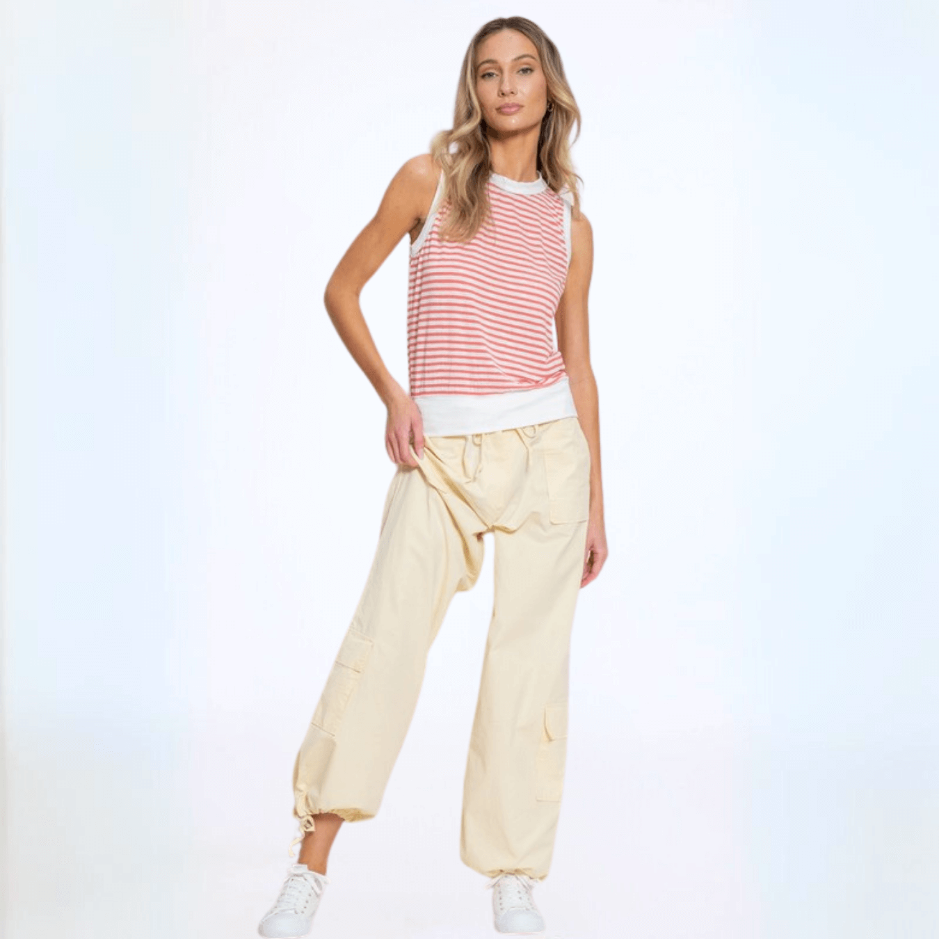 Light & Lux Semi Sheer Striped Tank CLEARANCE FINAL SALE