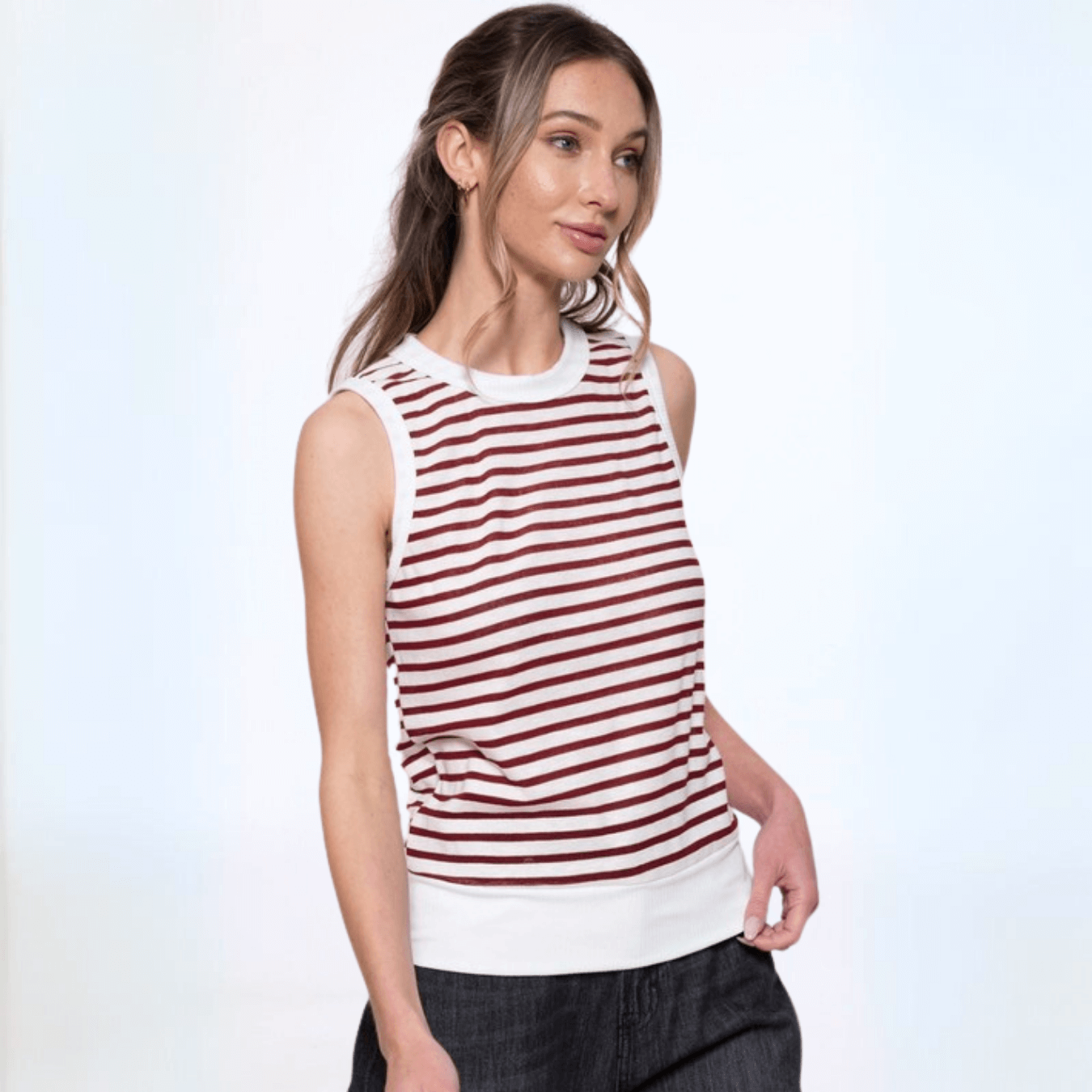 Light & Lux Semi Sheer Striped Tank CLEARANCE FINAL SALE