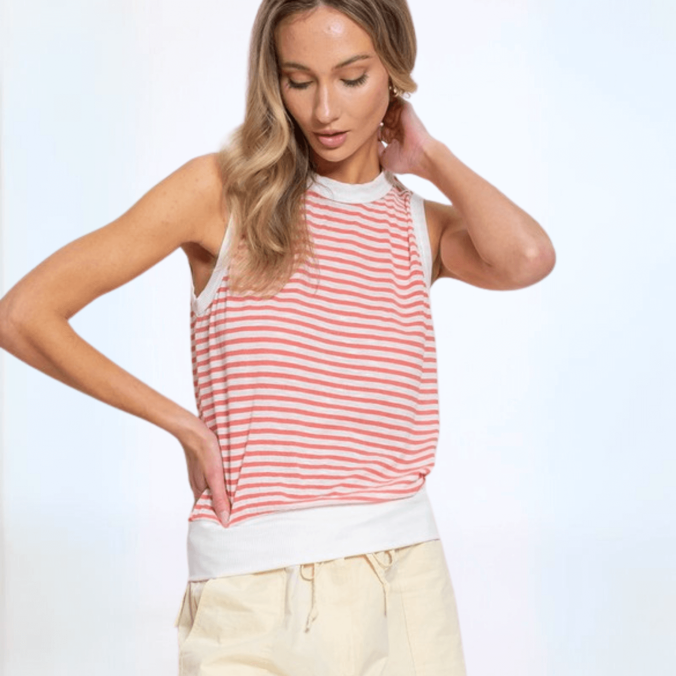 Light & Lux Semi Sheer Striped Tank CLEARANCE FINAL SALE