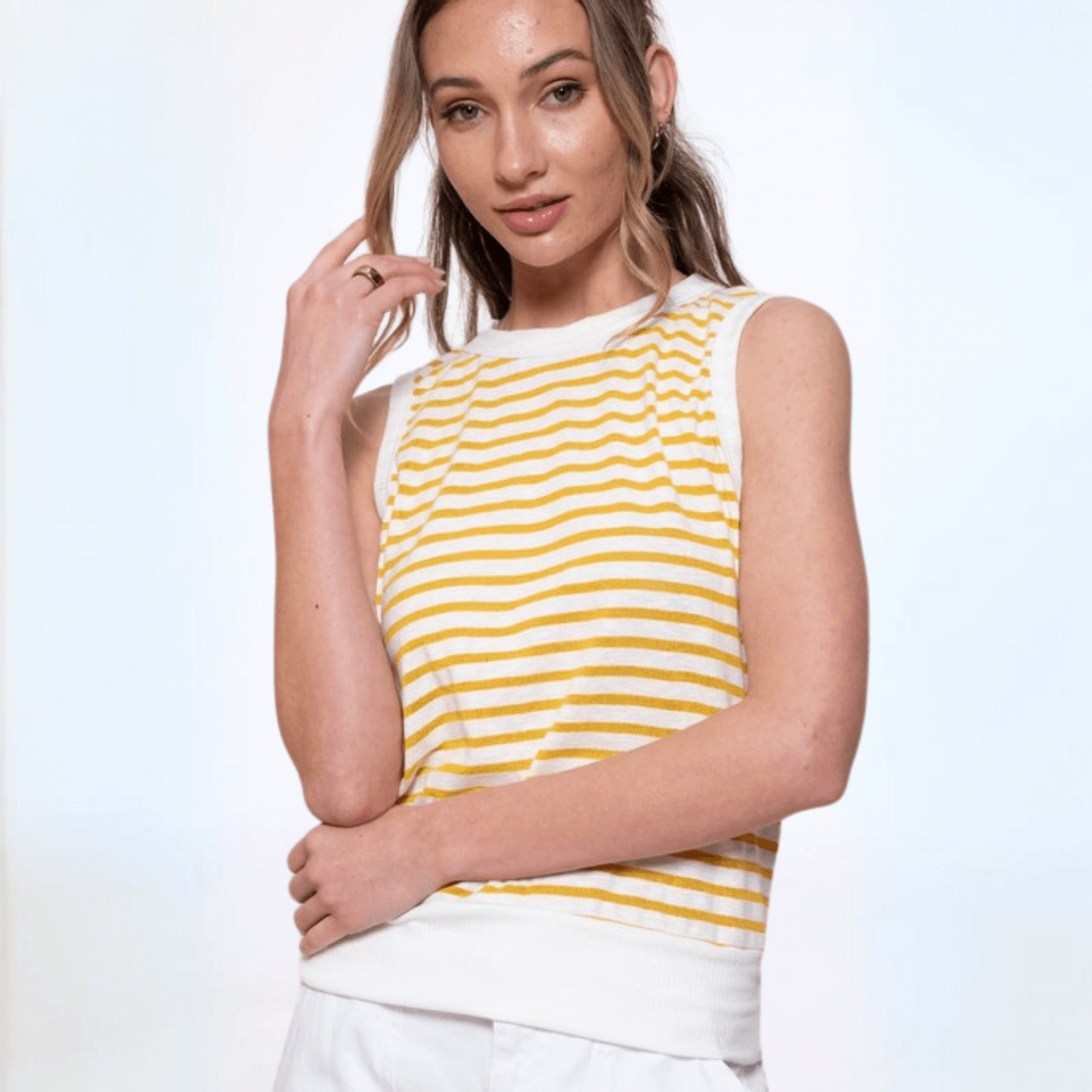 Light & Lux Semi Sheer Striped Tank CLEARANCE FINAL SALE
