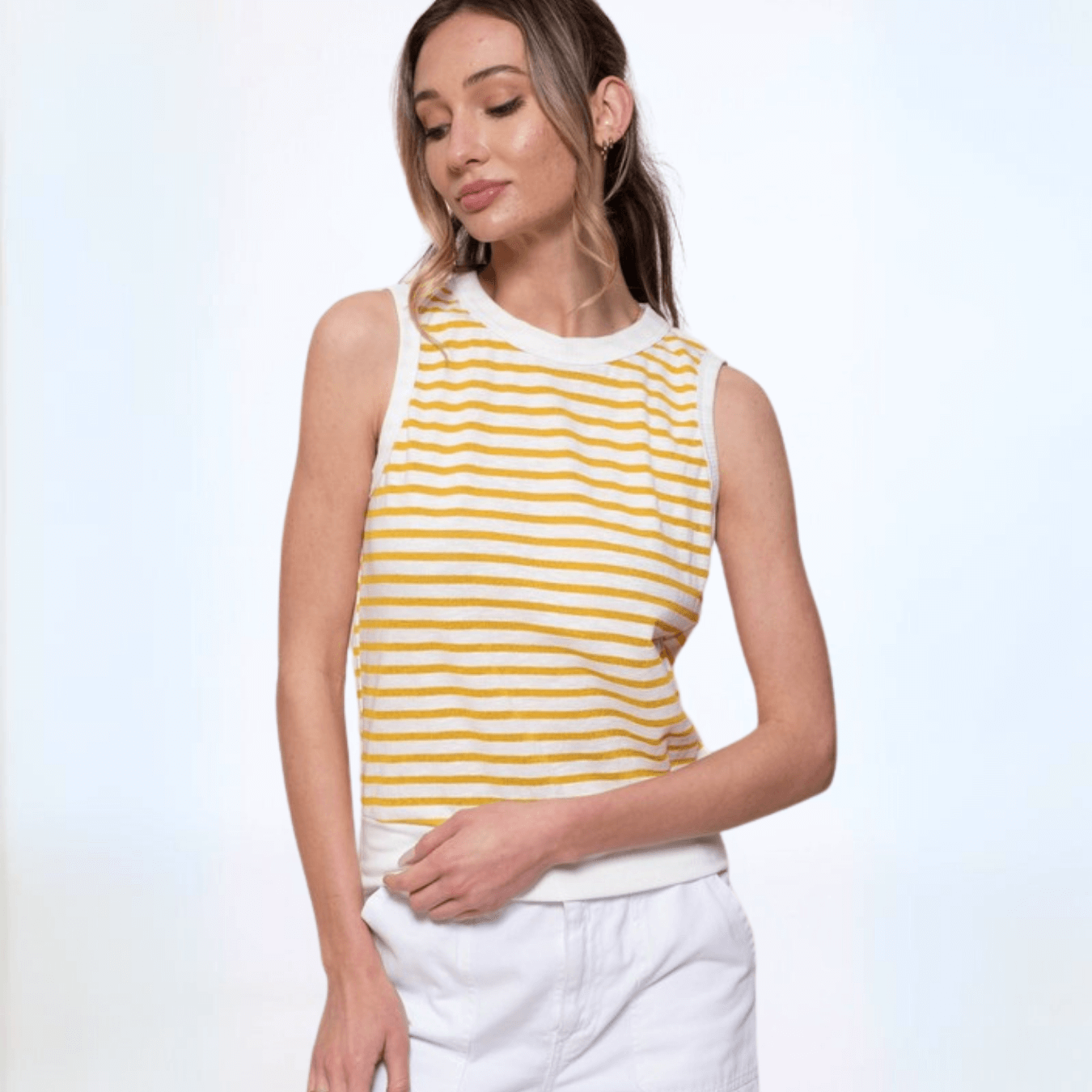Light & Lux Semi Sheer Striped Tank CLEARANCE FINAL SALE