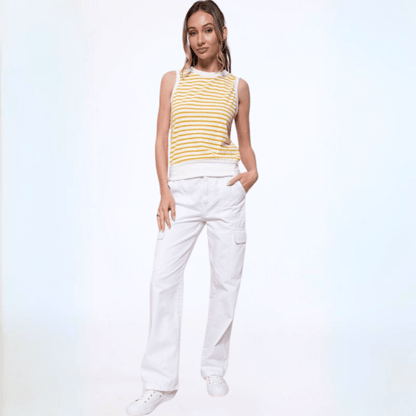 Light & Lux Semi Sheer Striped Tank CLEARANCE FINAL SALE