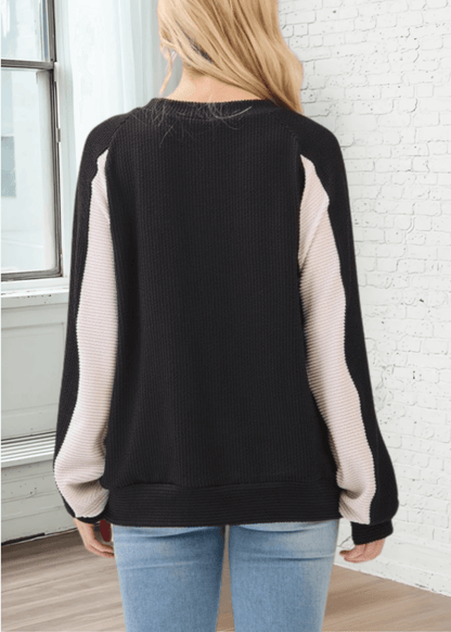 Hailey Rib Knit Color Block Pullover