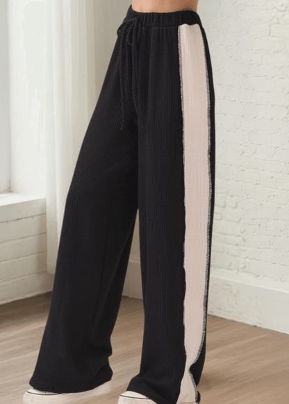 Hailey Rib Knit Color Block Pants Made in USA