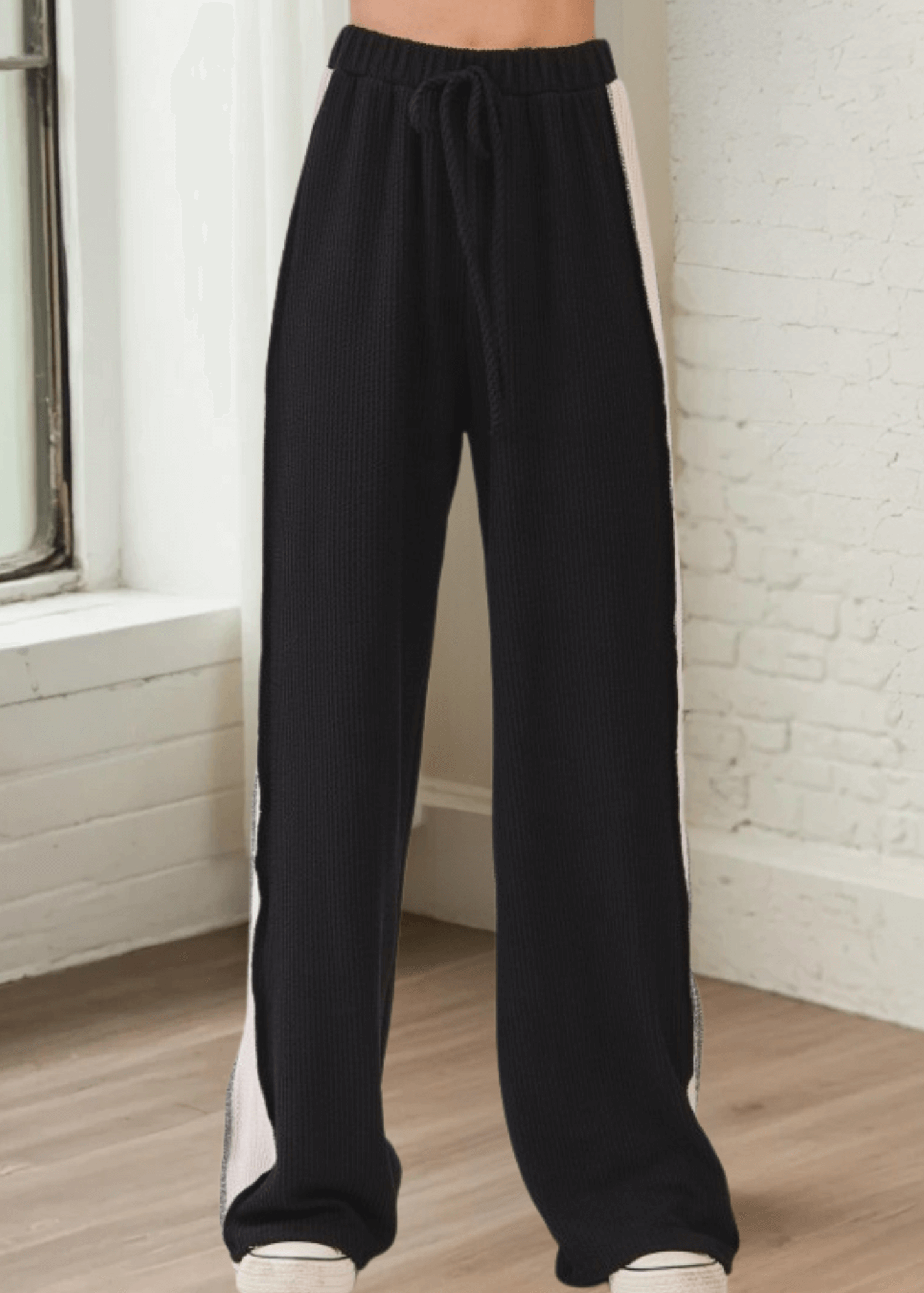 Hailey Rib Knit Color Block Pants Made in USA