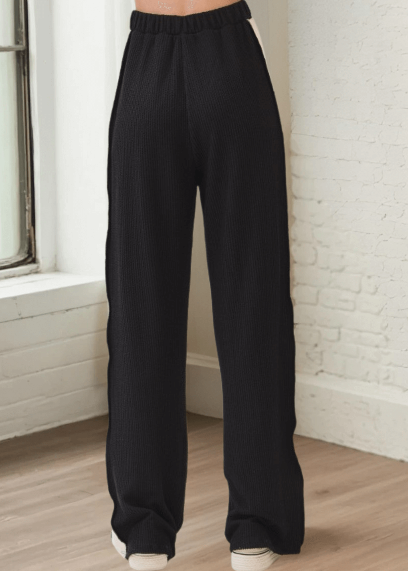 Hailey Rib Knit Color Block Pants Made in USA