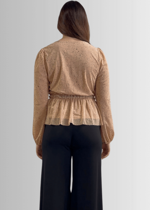 High Class Peplum Glitter Top