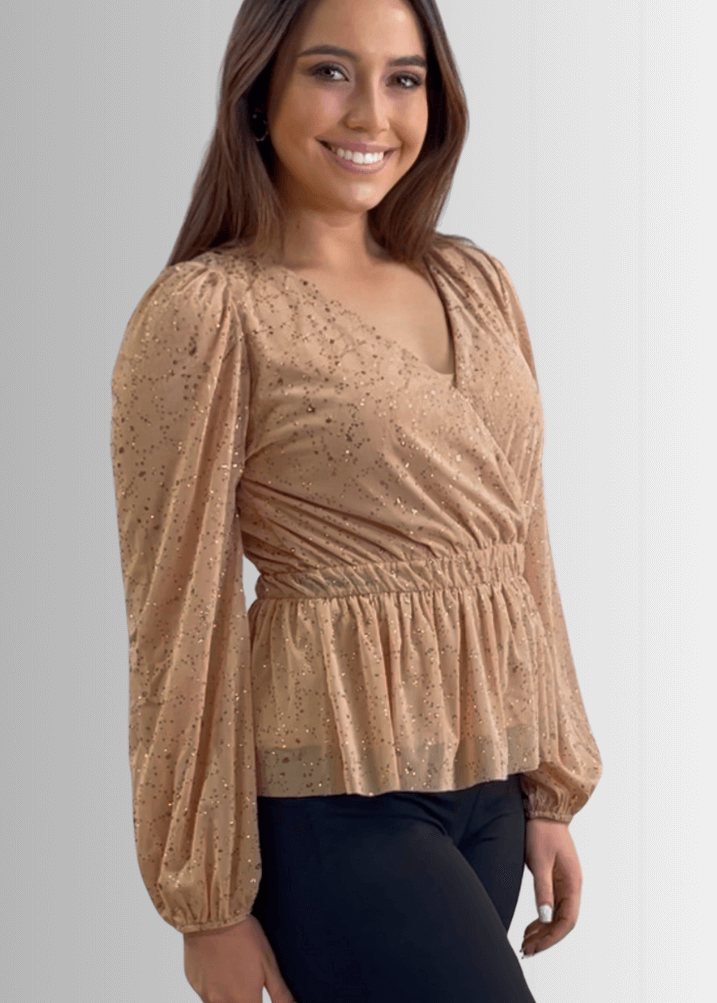 High Class Peplum Glitter Top