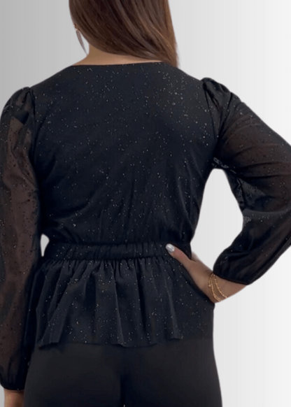 High Class Peplum Glitter Top