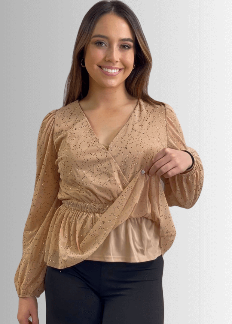 High Class Peplum Glitter Top