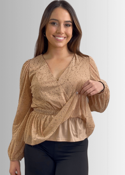 High Class Peplum Glitter Top Made in USA