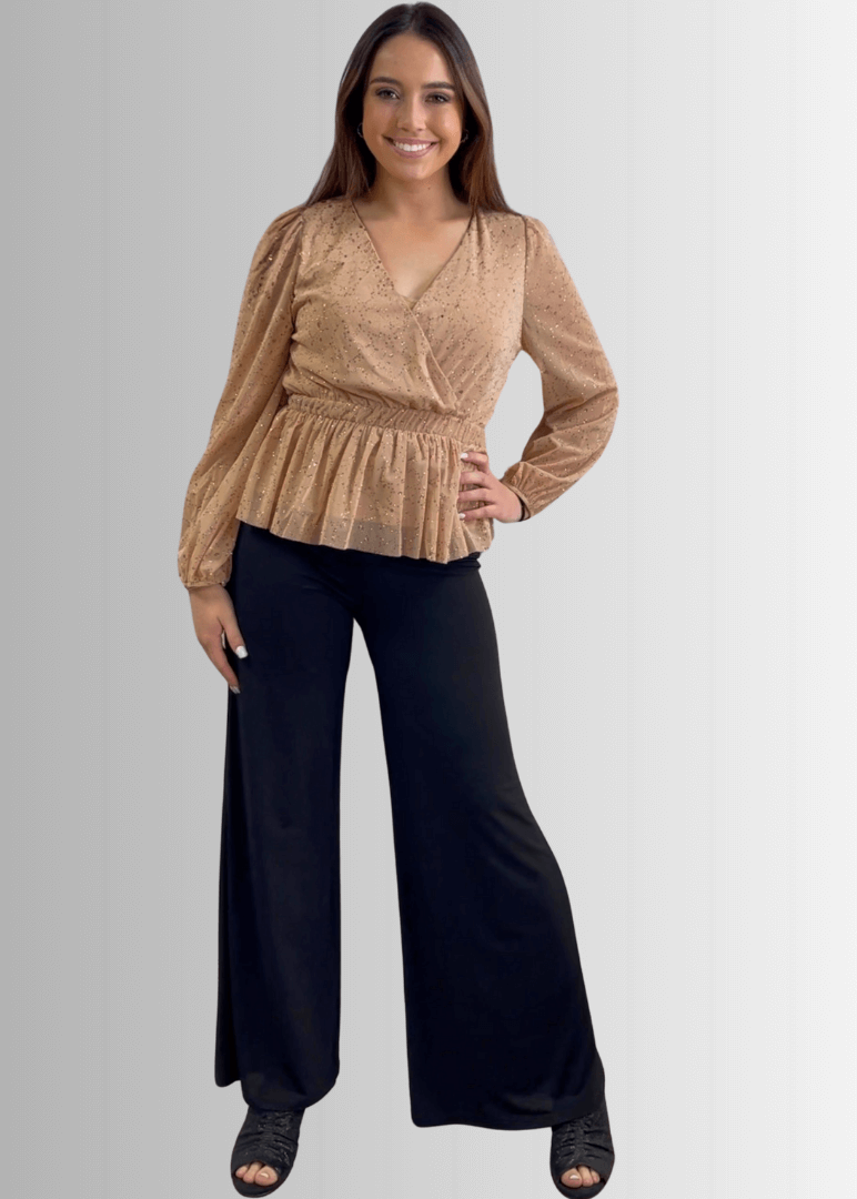 High Class Peplum Glitter Top