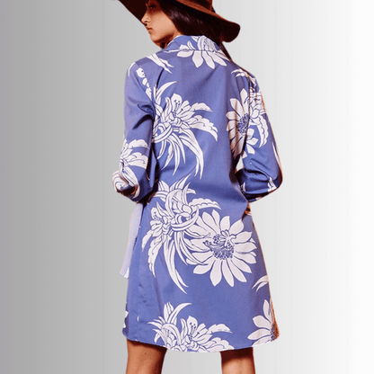 Just Gorgeous Indigo Blue Floral Wrap Dress - Clearance Final Sale