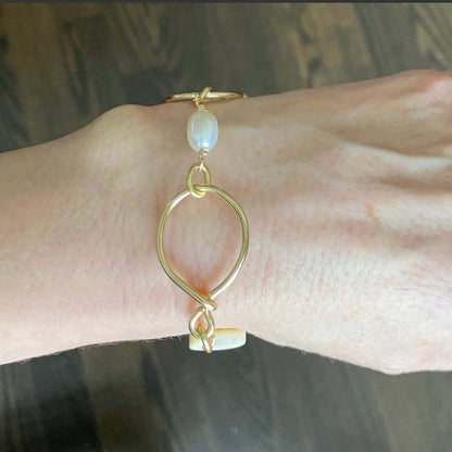 Mother of Pearl Eternity Bracelet Handmade in USA