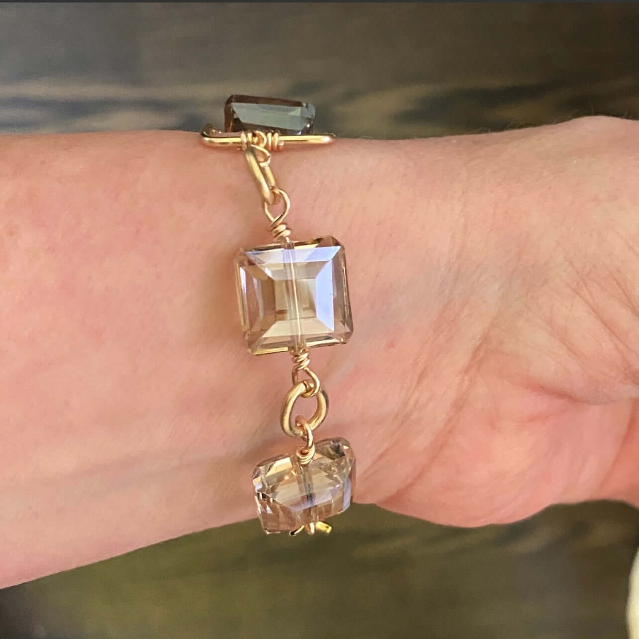 Champagne Crystal Bracelet Handmade in USA