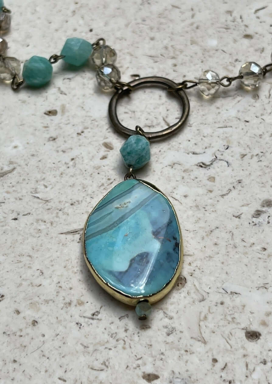 Turquoise Natural Stone Beaded Necklace Made in USA