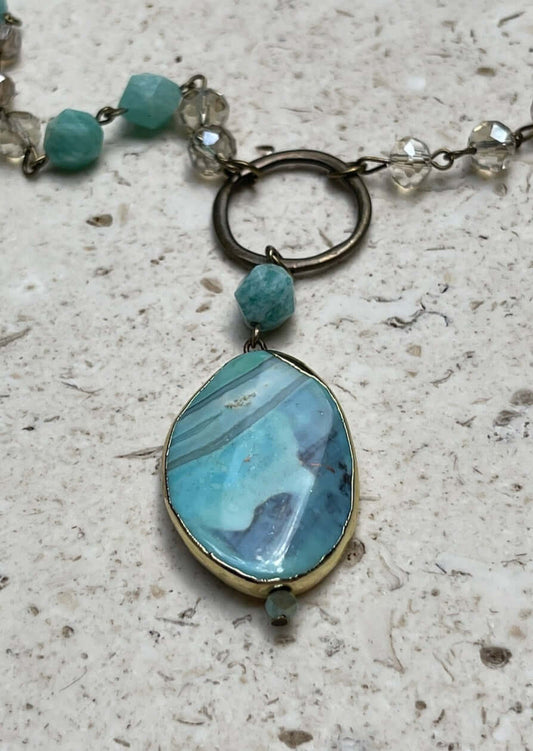 Turquoise Natural Stone Beaded Necklace Made in USA