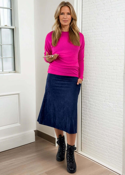 Ashville Versatile Cotton Skirt in Dark Denim