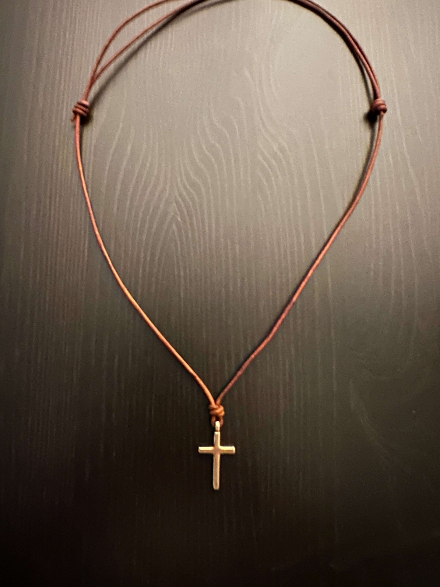 FAITH Classic Cross Necklace - Bronze on Leather Cord