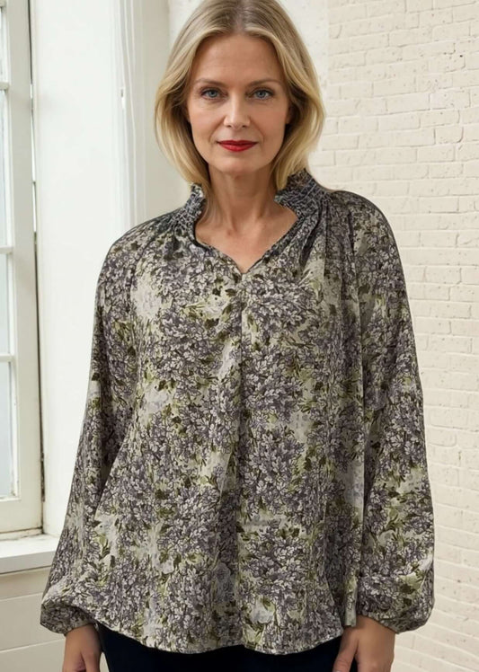 Ava Mock Stand Collar Blouse - CLEARANCE FINAL SALE