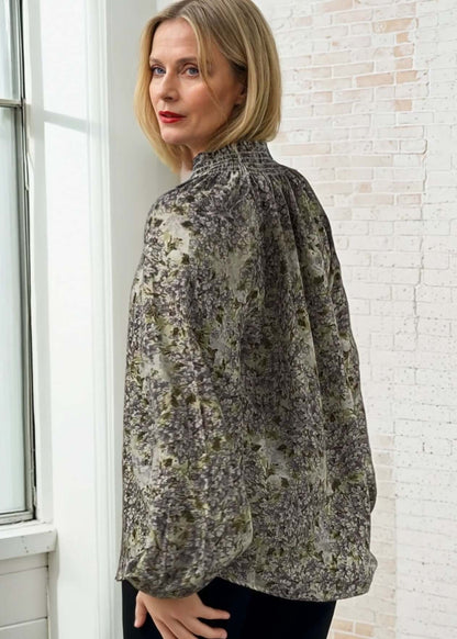 Ava Mock Stand Collar Blouse - CLEARANCE FINAL SALE