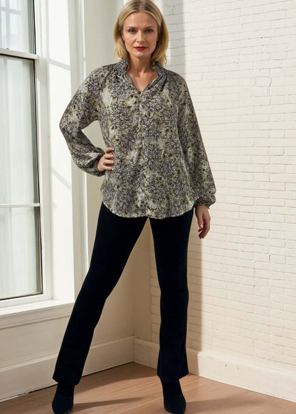 Ava Mock Stand Collar Blouse - CLEARANCE FINAL SALE
