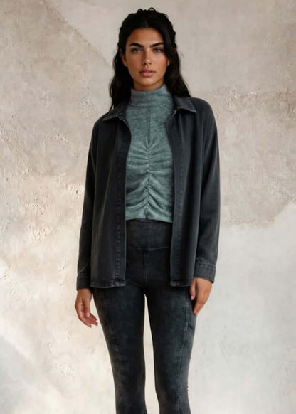 Delaney Mock Neck Top With Front Gathering CLEARANCE FINAL SALE