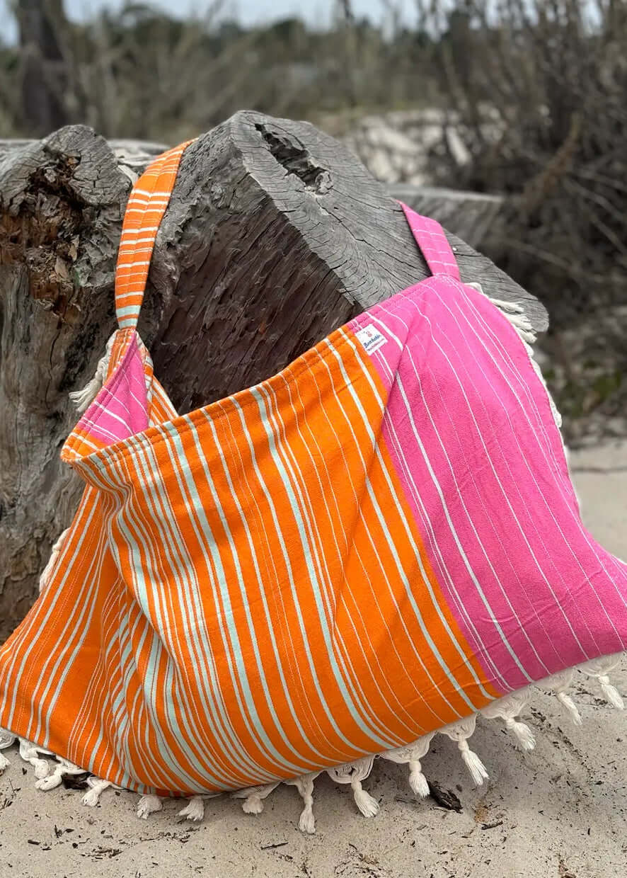 Striped 3 in 1 Turkish Cotton Beach Bag