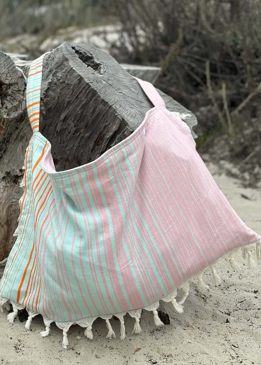 Striped 3 in 1 Turkish Cotton Beach Bag