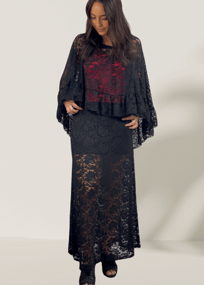 Victoria Black Lace Accent Shawl