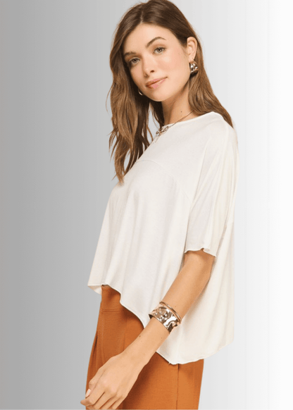 Sedona Lightweight Cropped Length Top - Off White