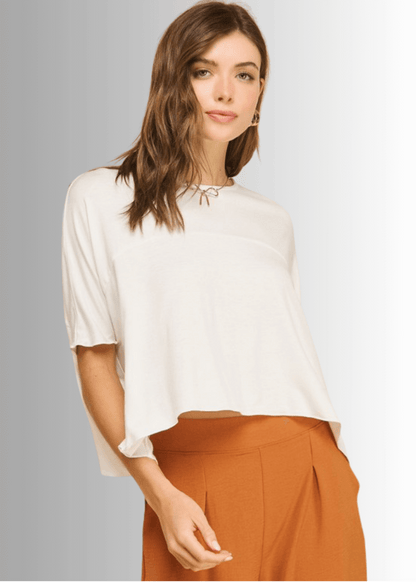 Sedona Lightweight Cropped Length Top - Off White