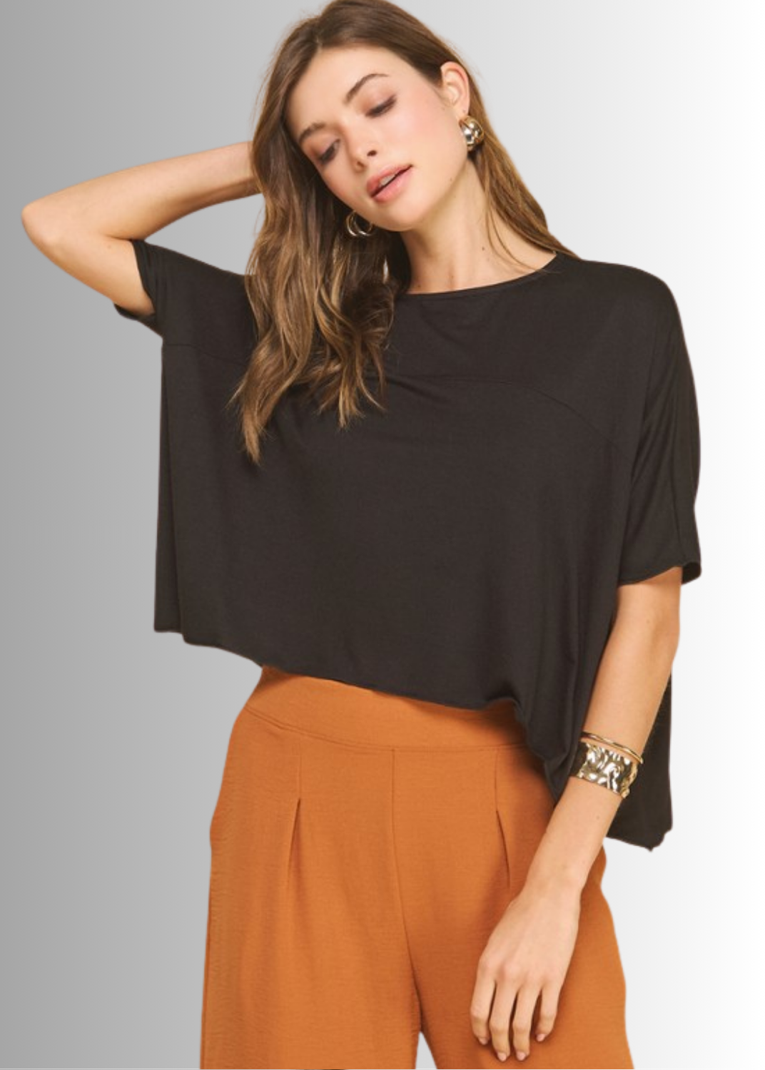 Sedona Lightweight Cropped Length Top - Black